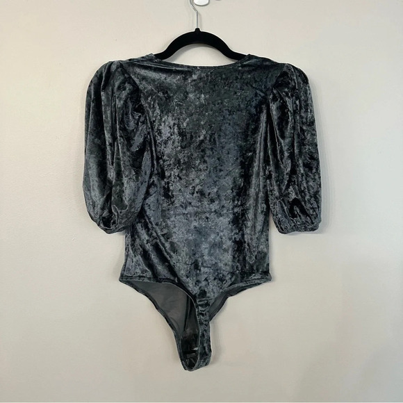 Intimately Free People Sunflower Seed Velvet Puff Sleeve Bodysuit Size XS NWT - Picture 9 of 9